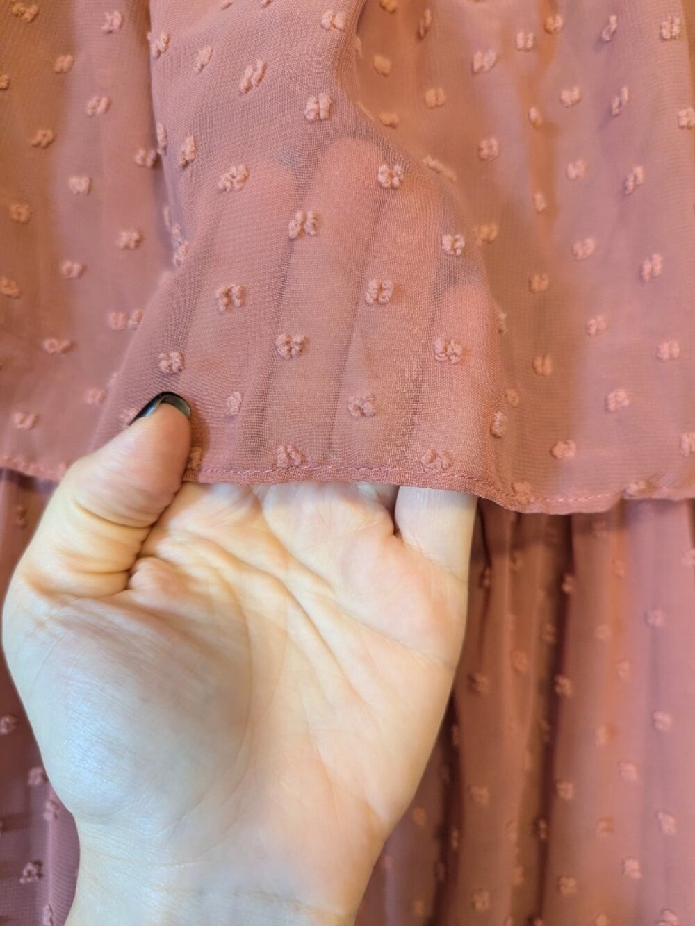 NWT - Baltic Born Swiss Dot Off-the-Shoulder Maxi Dress in Mauve - Picture 5 of 6